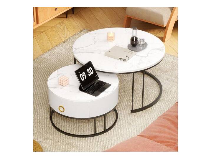 HAUSS SPOLE Couchtisch 2er-Satztisch Beistelltisch stapelbarer Sofatisch mit Stabiler Rahmen (elegantem Design, 2-St., Stabiler Eisenrahmen & leicht zu reinigende Schiefer-Tischplatte), Ideal für Wohnzimmer & Büro, Platzsparendes stapelbares Design von OTTO
