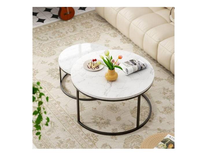 HAUSS SPOLE Couchtisch 2er Set Satztisch Beistelltisch MDF-Tischplatte, mit Metallrahmen (Stabiler Eisenrahmen & leicht zu reinigende MDF-Tischplatte, 2-St), Ideal für Wohnzimmer & Büro, Platzsparendes stapelbares Design, weiß von OTTO