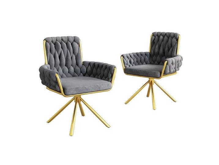 HAUSS SPOLE Esszimmerstuhl 2 St Freizeit-Drehstuhl mit vier Stützbeinen aus Metall, Samt Grau (2 St), Freizeit-Drehstuhl mit vier Stützbeinen aus Metall von OTTO