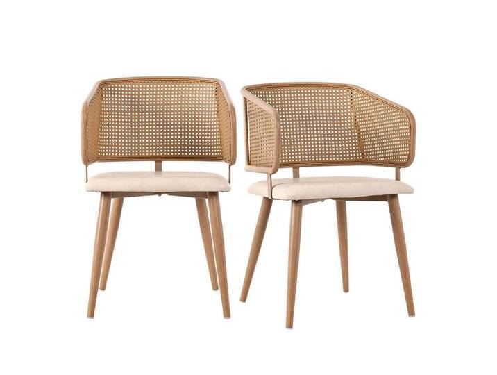 HAUSS SPOLE Esszimmerstuhl 2er Set mit Rattan-Rückenlehne, Sitzkissen aus PU für Wohnzimmer (Polsterstühle, Wohnzimmerstuhl, Küchenstuhl, 2 St), mit PE-Rattan von OTTO
