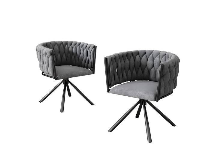 HAUSS SPOLE Esszimmerstuhl 2er set, Freizeit-Drehstuhl mit vier Stützbeinen aus Metall, Samt Grau (Freizeit-Drehstuhl mit vier Stützbeinen aus Metall, 2 St), Einzelner heller Luxus-Wohnzimmer-Schlafzimmer-Drehstuhl von OTTO