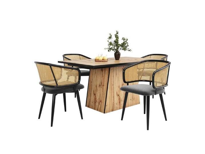 HAUSS SPOLE Esszimmerstuhl 4 Stühle mit Rattan-Rückenlehne, Sitzkissen aus Samt-Kissen, Grau (4er-Set Esszimmerstühle mit ergonomischer Rattan-Rückenlehne, atmungsaktivem Samt-Sitzkissen & stabilen Eisenbeinen., 4 St) HAUSS SPOLE Esszimmerstuhl 4 Stühle mit Rattan-Rückenlehne, Sitzkissen aus Samt-Kissen, Grau (4er-Set Esszimmerstühle mit ergonomischer Rattan-Rückenlehne, atmungsaktivem Samt-Sitzkissen & stabilen Eisenbeinen., 4 St) von OTTO