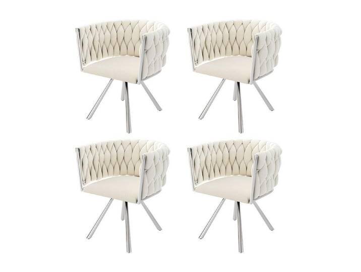 HAUSS SPOLE Esszimmerstuhl 4er set, Drehstuhl mit vier Stützbeinen aus Metall, Beige Samt (Polsterstuhl, Wohnzimmerstuhl, Küchenstuhl, Drehstuhl, 4 St), mit vier Stützbeinen aus Metall von OTTO