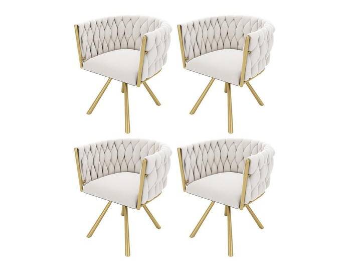 HAUSS SPOLE Esszimmerstuhl 4er set, Drehstuhl mit vier Stützbeinen aus Metall, Beige Samt (Polsterstuhl, Wohnzimmerstuhl, Küchenstuhl, Drehstuhl, 4 St), mit vier Stützbeinen aus Metall von OTTO