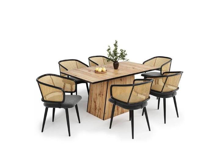 HAUSS SPOLE Esszimmerstuhl 6 Stühle mit Rattan-Rückenlehne, Sitzkissen aus Samt-Kissen, Grau (6er-Set Esszimmerstühle mit ergonomischer Rattan-Rückenlehne, atmungsaktivem Samt-Sitzkissen & stabilen Eisenbeinen., 6 St) HAUSS SPOLE Esszimmerstuhl 6 Stühle mit Rattan-Rückenlehne, Sitzkissen aus Samt-Kissen, Grau (6er-Set Esszimmerstühle mit ergonomischer Rattan-Rückenlehne, atmungsaktivem Samt-Sitzkissen & stabilen Eisenbeinen., 6 St) von OTTO