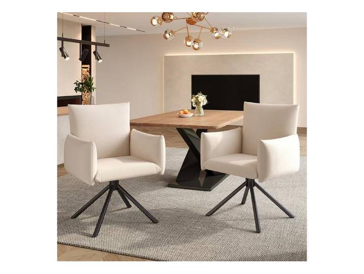 HAUSS SPOLE Esszimmerstuhl 6er Set mit 4 Metallbeinen, 360° Drehstuhl, Wohnzimmer Leinen, Beige (Wohnzimmerstuhl, Küchenstuhl, Drehstuhl, 6 St), 360° Lässiger Drehstuhl, beige, Leinen von OTTO