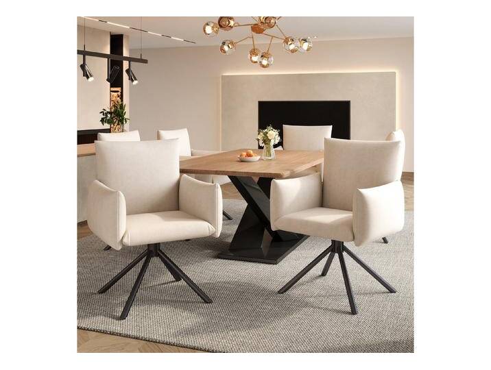 HAUSS SPOLE Esszimmerstuhl 6er Set mit 4 Metallbeinen, 360° Drehstuhl, Wohnzimmer Samt, Beige (Wohnzimmerstuhl, Küchenstuhl, Drehstuhl, 6 St), 360° Lässiger Drehstuhl, beige, Samt von OTTO