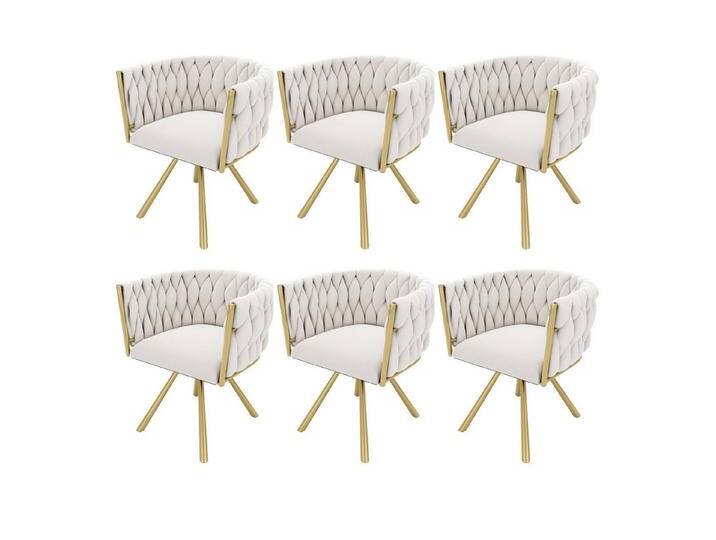 HAUSS SPOLE Esszimmerstuhl 6er set, Drehstuhl mit vier Stützbeinen aus Metall, Beige Samt (Polsterstuhl, Wohnzimmerstuhl, Küchenstuhl, Drehstuhl, 6 St), mit vier Stützbeinen aus Metall von OTTO