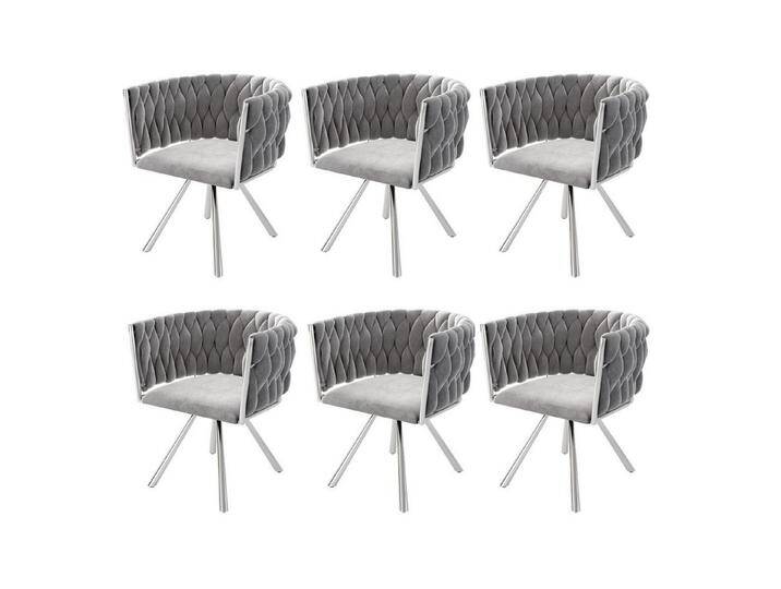 HAUSS SPOLE Esszimmerstuhl 6er set, Drehstuhl mit vier Stützbeinen aus Metall, Grau Samt (Polsterstuhl, Wohnzimmerstuhl, Küchenstuhl, Drehstuhl, 6 St), mit vier Stützbeinen aus Metall von OTTO