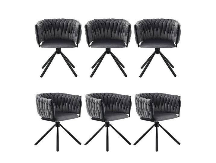HAUSS SPOLE Esszimmerstuhl 6er set, Freizeit-Drehstuhl mit vier Stützbeinen aus Metall, Samt Grau (Freizeit-Drehstuhl mit vier Stützbeinen aus Metall, 6 St), Einzelner heller Luxus-Wohnzimmer-Schlafzimmer-Drehstuhl von OTTO