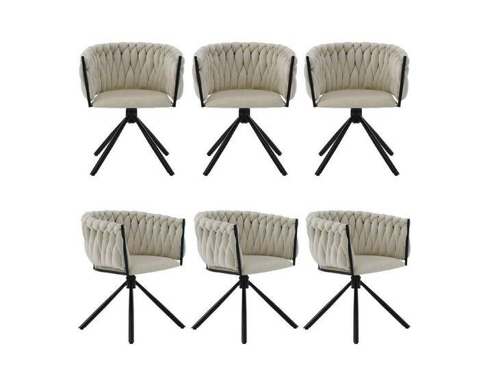 HAUSS SPOLE Esszimmerstuhl 6er set, Freizeit-Drehstuhl mit vier Stützbeinen aus Metall Samt Beige (Freizeit-Drehstuhl mit vier Stützbeinen aus Metall, 6 St), Einzelner heller Luxus-Wohnzimmer-Schlafzimmer-Drehstuhl von OTTO
