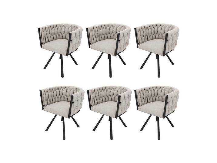HAUSS SPOLE Esszimmerstuhl 6er set Drehstuhl mit vier Stützbeinen aus Metall, Leinen Beige (Polsterstuhl, Wohnzimmerstuhl, Küchenstuhl, Drehstuhl, 6 St), mit vier Stützbeinen aus Metall von OTTO