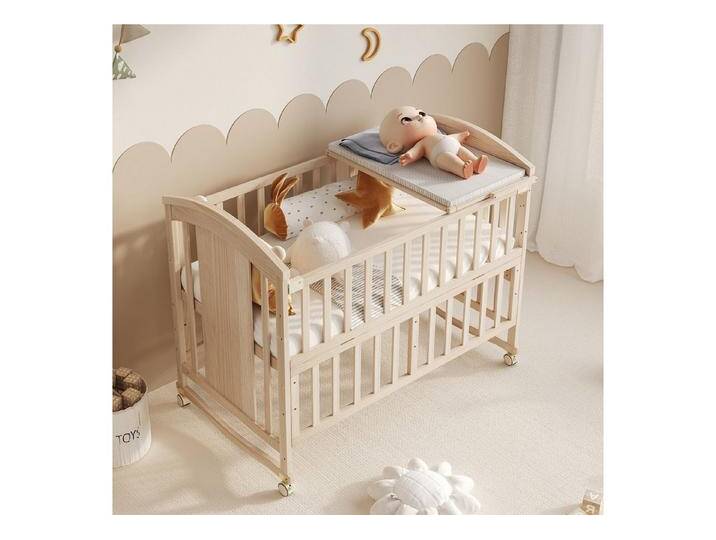 HAUSS SPOLE Kinderbett 124x70x96 Babybett mit Wickeltisch klappbarem Ablagerack ohne Matratze, klappbarem Ablagerack, ohne Matratze von OTTO