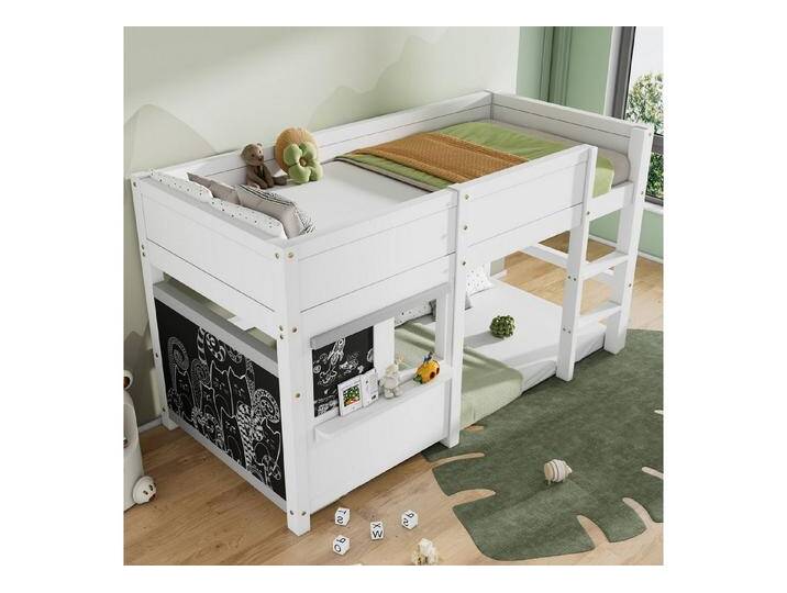 HAUSS SPOLE Kinderbett 90x200 cm Hausbett mit 2 Tafel, Treppe und kleiner Ablage weiß (90x200 weiß ohne Matratze), modernes Design, weiß, Stil 2 von OTTO