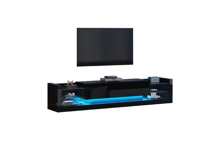 HAUSS SPOLE Lowboard Hochglanz mit LED-Beleuchtung, Für Fernseher bis 80 Zoll, 2 Schubladen (TV-Board, Fernsehtisch, TV-Ständer, 1 St., zwei klapptür), für Fernseher bis 80 Zoll von OTTO