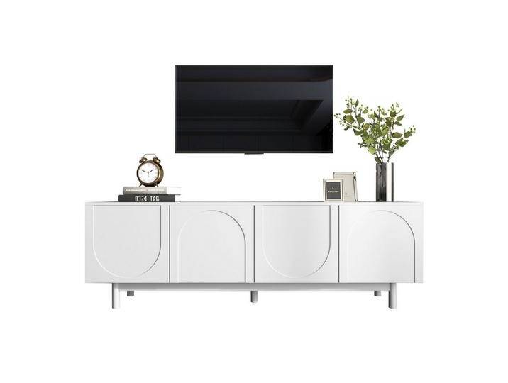 HAUSS SPOLE Lowboard im Luxusstil, strukturierte Türen, verstellbare Trennwände, Weiß (TV-Board, Fernsehtisch, TV-Ständer, 1 St., 175*38*56cm), modernes Design von OTTO
