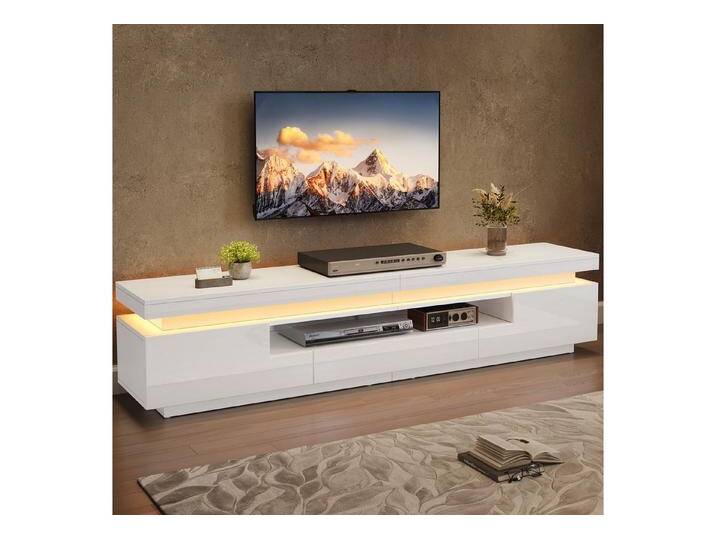 HAUSS SPOLE Lowboard mit Schublade,Hochglanz-TV-Schrank TV-Regal mit halboffenem Stauraum (TV-Ständer, Hochglanz-Wohnzimmerschrank, 1 St., mit 2 L-förmigen Schränken und 1 Schublade), mit LED von OTTO