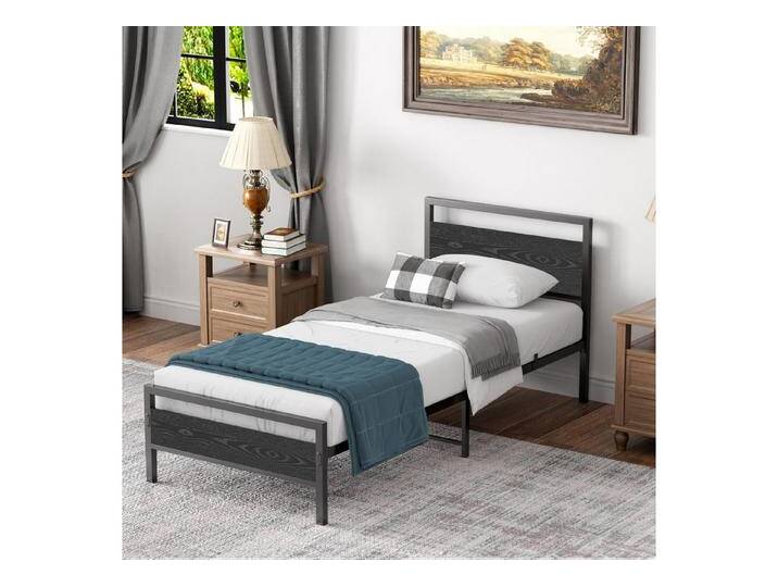 HAUSS SPOLE Metallbett mit MDF-Kopfteil, Lattenrost, 90 x 200 cm, schwarz mit Matratze von OTTO