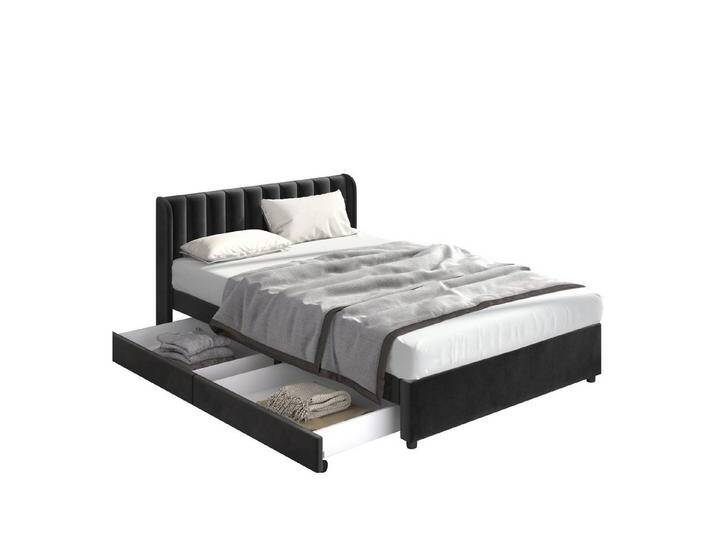 HAUSS SPOLE Polsterbett Doppelbett Polsterbett Funktionsbett Bettrahmen Holzbett (Einfach zu installieren, 180 x 200 cm), Schlichter und stilvoller Samt-Look von OTTO