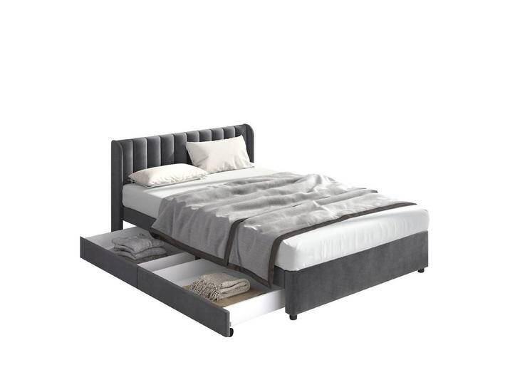 HAUSS SPOLE Polsterbett Doppelbett Polsterbett Funktionsbett Bettrahmen Holzbett (Einfach zu installieren, 180 x 200 cm), Schlichter und stilvoller Samt-Look von OTTO