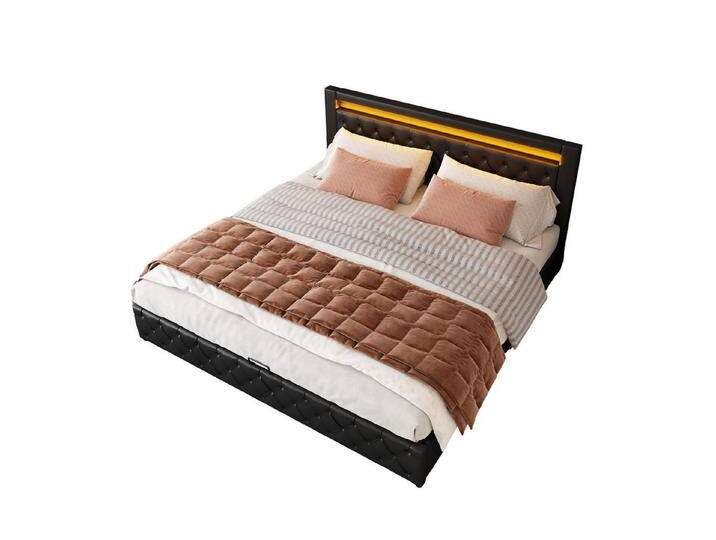 HAUSS SPOLE Polsterbett Polsterbett Funktionsbett Doppelbett Bettrahmen Bettgestelle (180 x 200 cm ohne Matratze), Funktionsbett mit Lattenrost und Stauraum, LED-Beleuchtung von OTTO