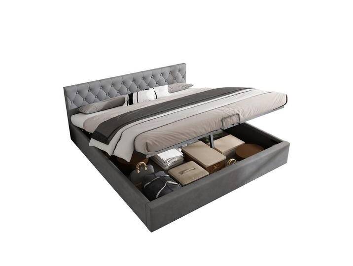 HAUSS SPOLE Polsterbett Polsterbett Hydraulisch Doppelbett Jugendbett Gästebett Bettgestell (140 x 200 cm/180 x 200 cm mit Stauraum), grau, Grau von OTTO