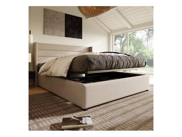 HAUSS SPOLE Polsterbett Polsterbett Hydraulisch Doppelbett Stauraumbett, 160 x 200 cm Ohne Matratze,Beige, beige, ohne-Matratze, Beige 2 von OTTO