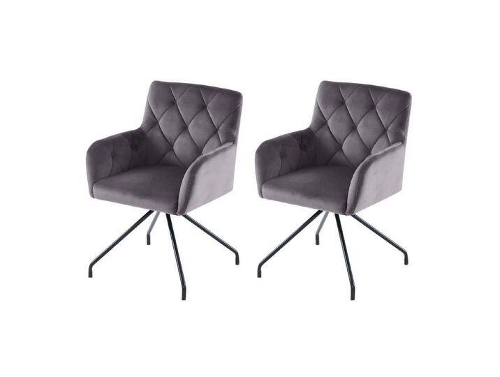 HAUSS SPOLE Polsterstuhl 2er Set Sessel mit 4 Metallbeinen, Lendenwirbelstütze, Samt, Grau (2 St), grau, 2 St., Grau von OTTO