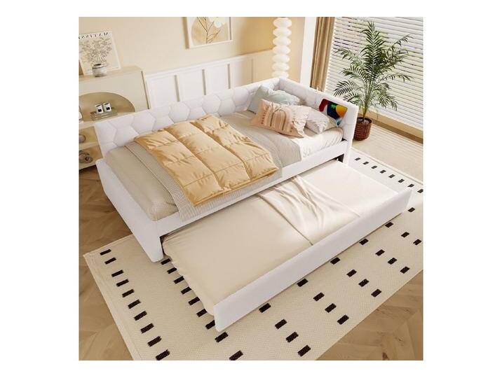 HAUSS SPOLE Schlafsofa 90x200cm mit Nachttischlampe, Ausziehbett, USB-Anschluss, Typ-C, Weiß, Daybett, für Kinder & Jugendliche 90x200, ohne Matratze, weiß von OTTO