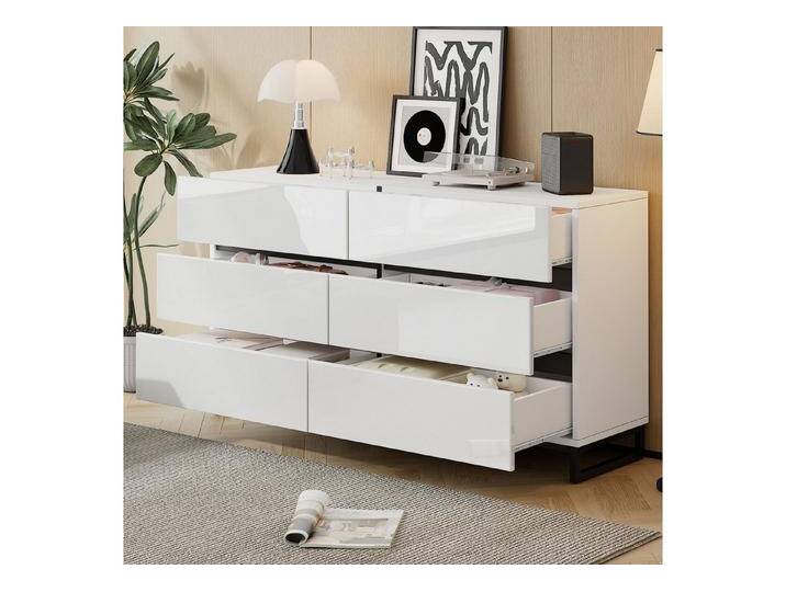 HAUSS SPOLE Sideboard mit 6 Schublade,Beistellschrank Hochglanz-Kommode mit Metallbeinen (Wohnzimmer, Beistellschrank, 1 St., 140*39,5*78,5cm), mit 6 Schubladen von OTTO