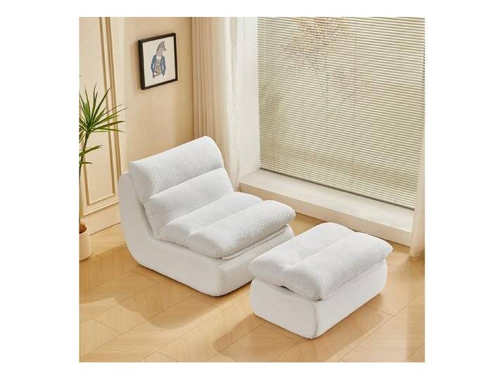 HAUSS SPOLE Sitzsack Lazy Sofa mit Fußhocker, mit Abnehmbares Kissen, Cordstoff Weiß (2 St), weiß, 2 St., Weiß von OTTO