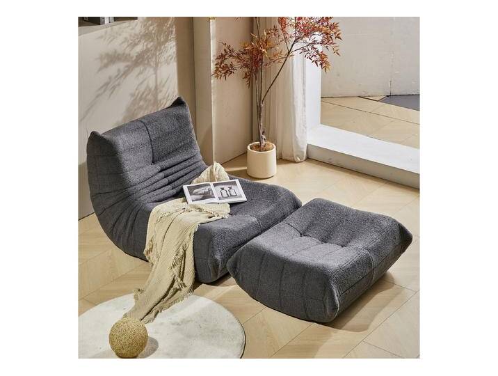 HAUSS SPOLE Sitzsack Sitzsack Lazy Sofa mit Fußhocker für Wohnzimmer Teddysamt, Grau (2 St), grau, 2 St., Grau von OTTO