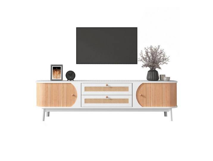 HAUSS SPOLE TV-Schrank TV-Schrank Fernsehtisch TV Board TV- Lowboard (TV-Schrank mit Türen und Schubladen, TV-Ständer mit Rattanseiten) Natürlicher Landhausstil. von OTTO