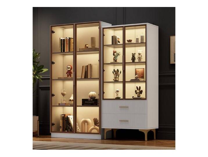 HAUSS SPOLE Vitrine Wohnzimmerset zwei weiße Glasvitrinen mit LED-Beleuchtung Vitrinen modernes Design, weiß HAUSS SPOLE Vitrine Wohnzimmerset zwei weiße Glasvitrinen mit LED-Beleuchtung Vitrinen modernes Design, weiß von OTTO