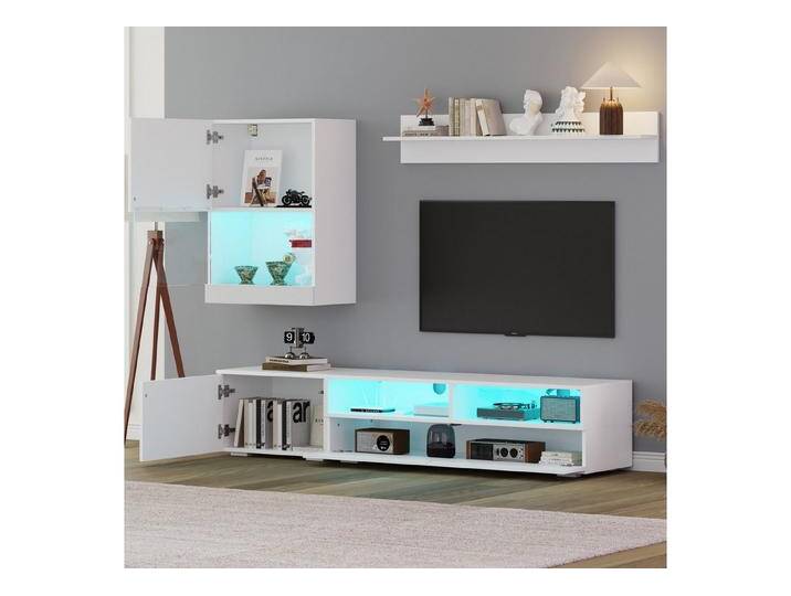 HAUSS SPOLE Wohnzimmer-Set mit Standregal,Wohnwand-set Wohnzimmer-Set mit Hochglanz&LED-Licht, (Wohnwand-set, Wohnzimmermöbel, 3-St., TV-Schrank für TV bis 80 Zoll), mit LED, Hochglanz von OTTO