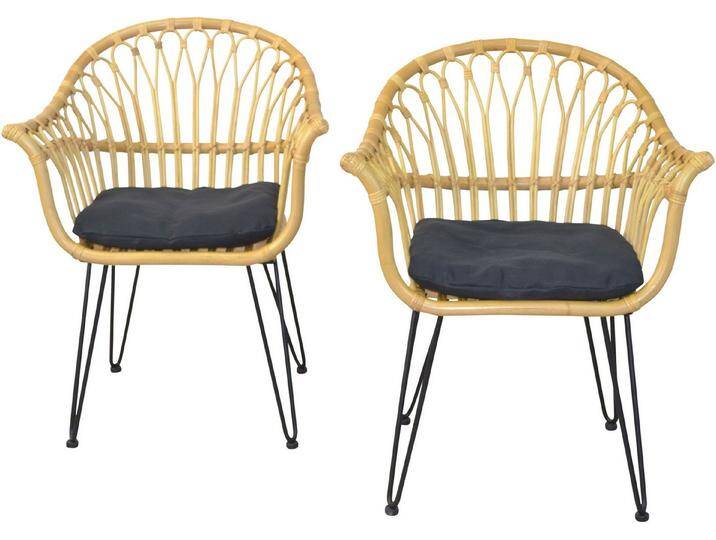 HOFMANN LIVING AND MORE Esszimmersessel Rattan (Spar-Set, 2er-Set), Handgeflochten, beige, schwarz von OTTO