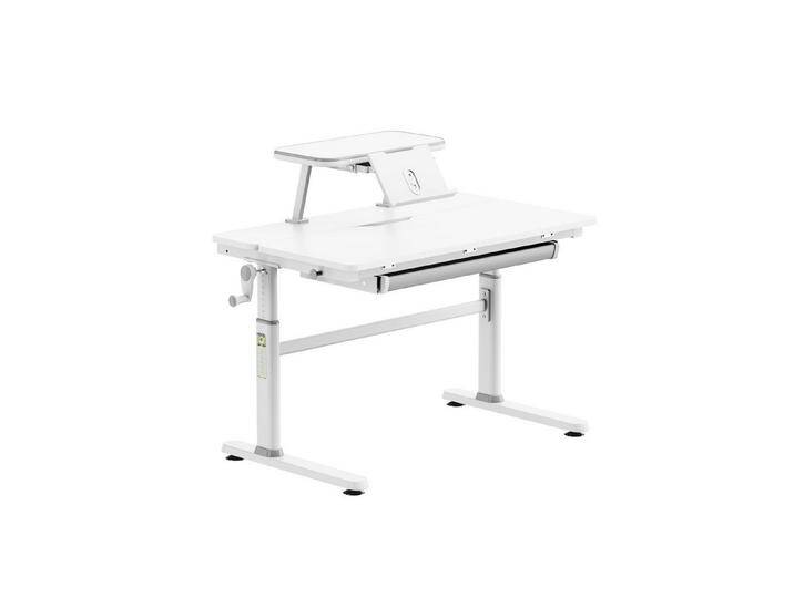 HOKO Kinderschreibtisch Ergo Jugend Schreibtisch höhenverstellbar 54-76 cm, 100x60 cm (ergonomischer Computertisch mit neigbarer Tischplatte (0-50) & Schublade, stabil & belastbar bis 100 kg, Weiß, Holzfarben) von OTTO