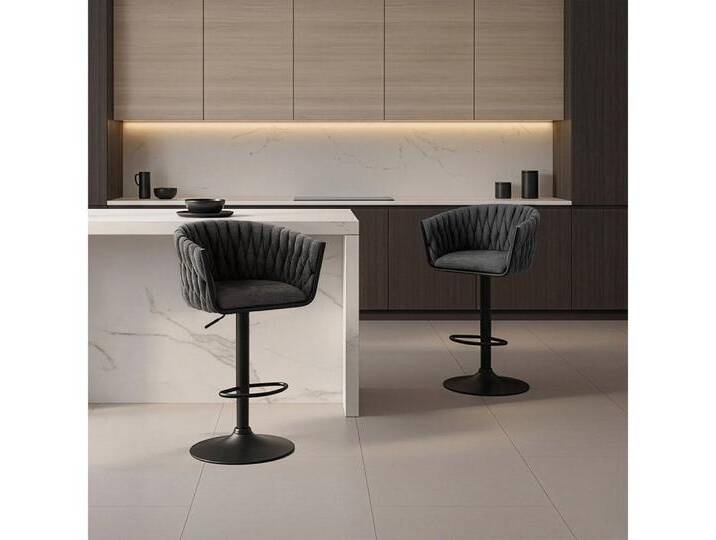 HOME DELUXE Barhocker SAMIR - 83-104 x 53 x 45 cm (5 St), Höhenverstellbar & drehbar, gepolsterter Sitzhocker mit Fußablage, grau, 5 St., Dunkelgrau von OTTO