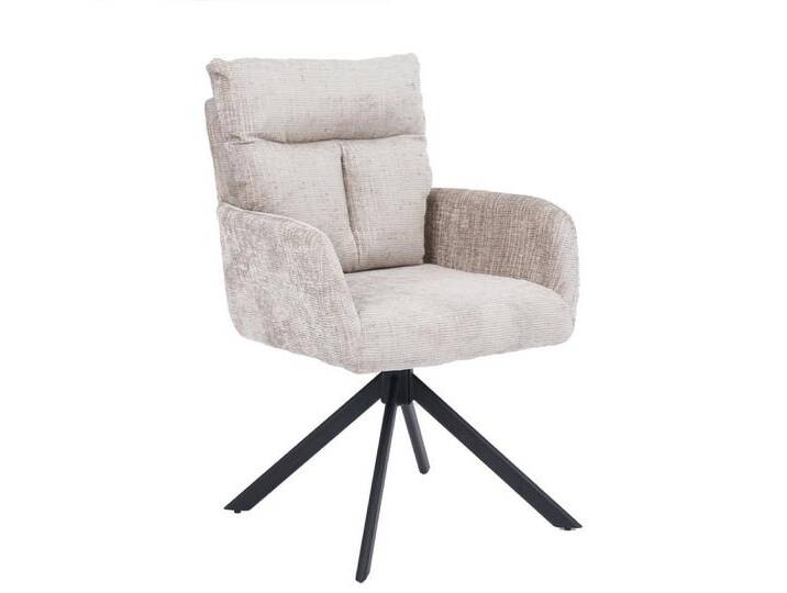 HOME DELUXE Esszimmerstuhl mit Armlehne ALUNA (2 St), 360° Drehfunktion, Armlehnen Stuhl, Polsterstuhl, beige, 2 St., Beige von OTTO