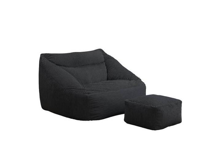 HOME DELUXE Sitzsack Sessel COZY (2 St), Cord Sitzsack, Beanbag, Bodenkissen, Couch, schwarz, 2 St., Anthrazit von OTTO