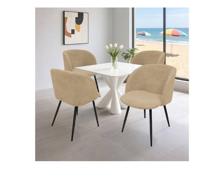 HOMELUX Polsterstuhl Esszimmerstuhl 2/4 Set, Küchenstuhl mit Armlehnen & Metallbeine (Sessel modern für Wohnzimmer, Esszimmer, Schminktisch, 4 St), Teddy Stoff von OTTO