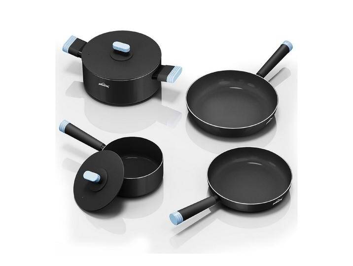 HOMELUX Topf-Set Induktions Töpfe Set 6-Teilig Antihaftbeschichtung Kochtopfset, Aluminium (Set, 6-tlg., 2 Töpfe mit Glasdeckel + 2 Pfanne) von OTTO