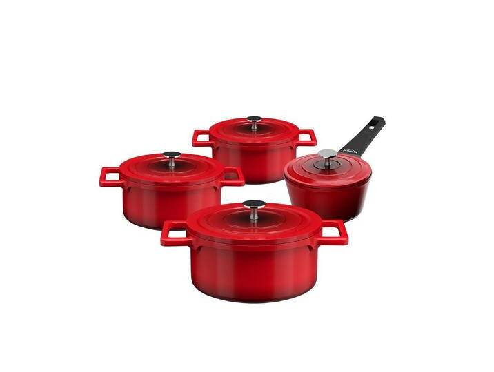 HOMELUX Topf-Set Rot Topf Induktions Kochtöpfe mit Deckel Suppentöpfe Set, Aluminium (8-tlg., für alle Herdarten), induktionsgeeignet, 8 tlg. von OTTO