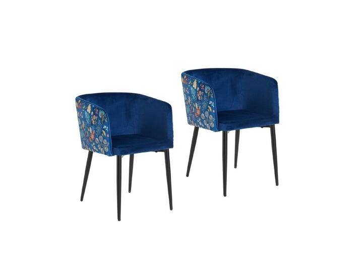 HTI-Living Esszimmerstuhl Stuhl Destin 2er-Set (Set, 2 St), Esszimmerstuhl Armlehnenstuhl Samt Muster, blau, Blue Fantasy von OTTO