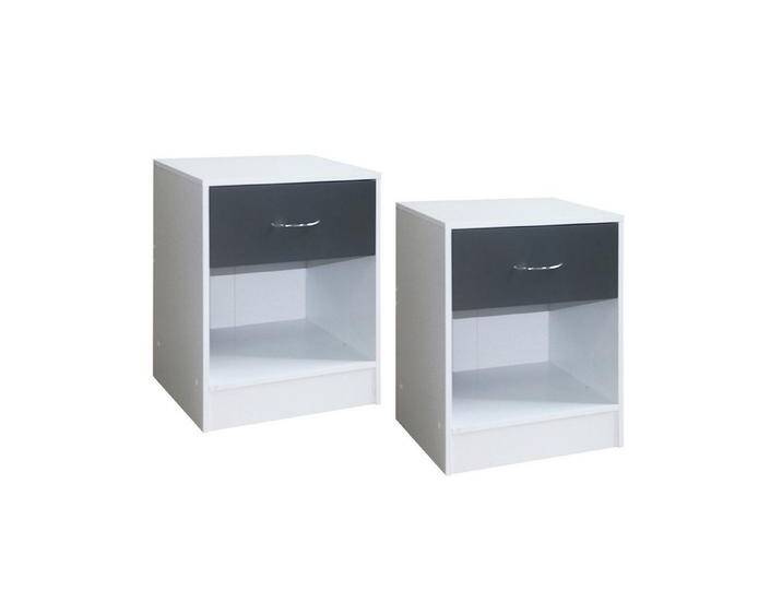 HTI-Living Nachtkommode Nachtschrank 2er-Set Thekla 4050 (Set, 2 St., 2 Nachtkommoden), Nachttisch Nachtkommode, beige grau, Weiß-Grau von OTTO