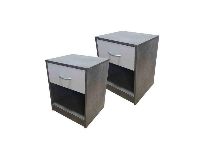 HTI-Living Nachtschrank Nachtschrank 2er Set Nina Beton Weiß (Set, 2-St., 2 Nachtschränke) Nachttisch Nachtkommode Nachtkonsole, grau von OTTO