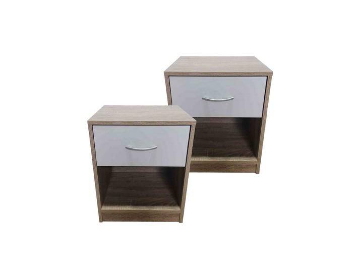 HTI-Living Nachtschrank Nachtschrank 2er-Set Nina Sonoma Weiß (Set, 2-St., 2 Nachtschränke) Nachttisch Nachtkommode, braun von OTTO