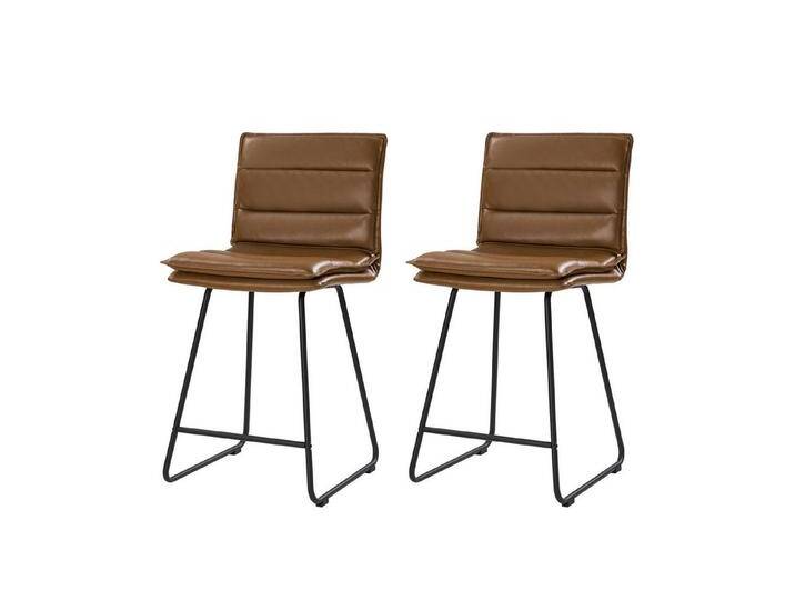 HULALA HOME Barhocker Moderne Barstuhl mit Lehne veganem Leder und Fußstütze (2er-Set), mit komfortablem Sitzpolster und stabiler Konstruktion von OTTO