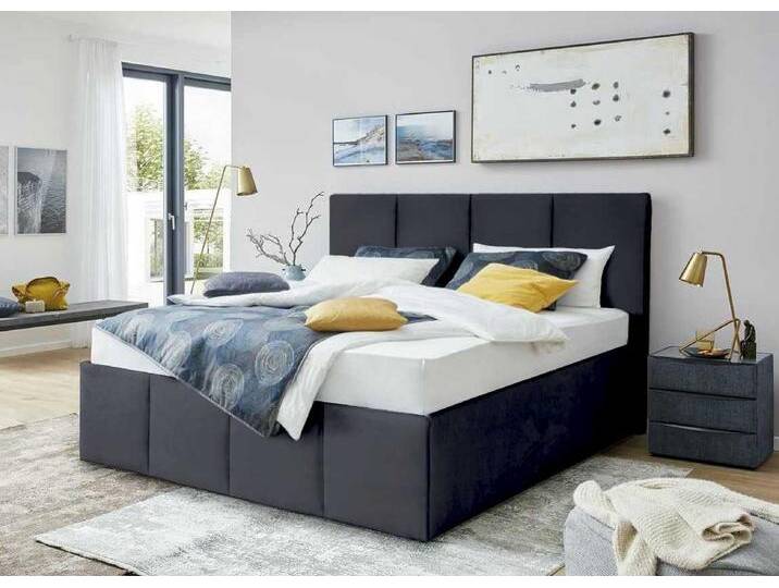 Halmon Schlafkomfort Betten Polsterbett Dalas-Standard (Mit Stauraum unter der Liegefläche, erhältlich in 6 Größen, 8 attraktiven Farben mit oder ohne Matratze), Seitenhöhe 32cm, Hochwertiger Webstoff aus 100% Polyester, schwarz von OTTO