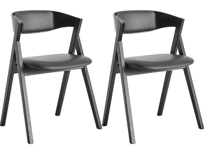 Hammel Furniture Holzstuhl Findahl by Hammel City (Set, 2 St), Massivholz, mit Sitz und Rückenpolster aus Leder, schwarz von OTTO